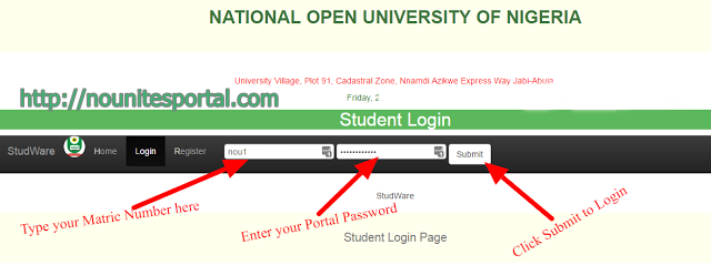 Noun Portal Student Login Page nounitesportal.com