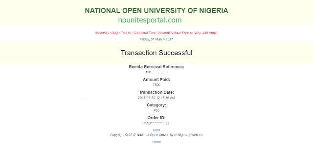Successful message to Resolving issues about Noun fee payments not reflecting on the student portal